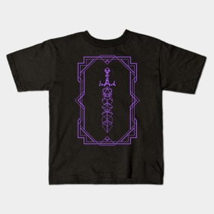 Purple Framed Vintage Polyhedral Dice Set Sword Kids T-Shirt